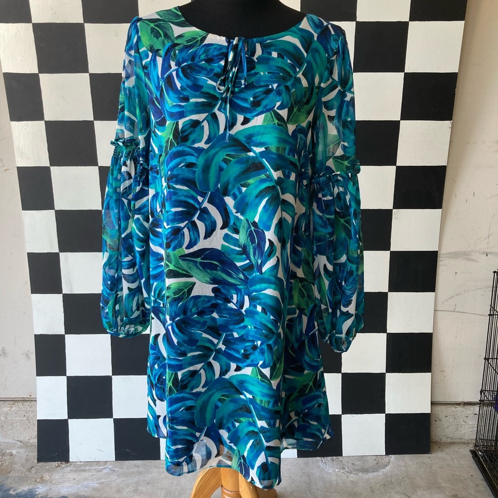Anthropologie Chloe Oliver Turquoise Chiffon Dress